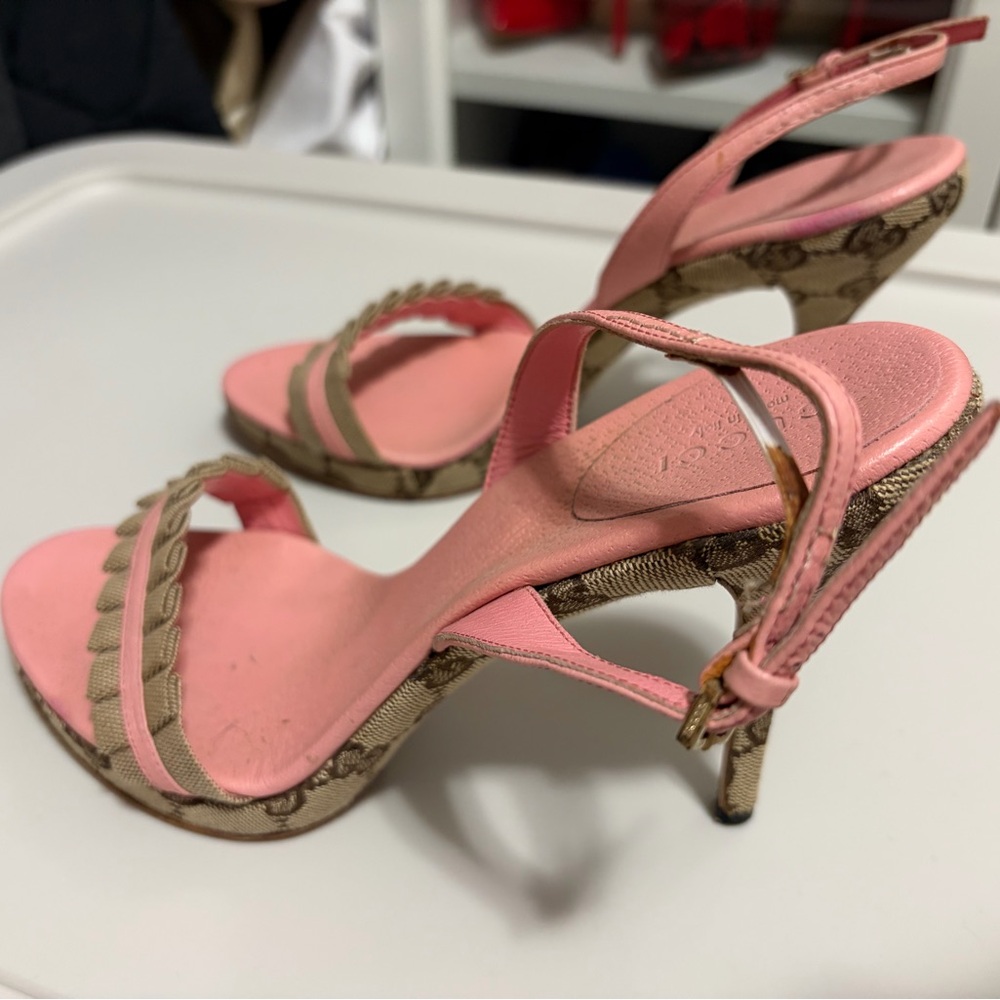 Gucci Women’s Pink Slingback Heeled Sandals